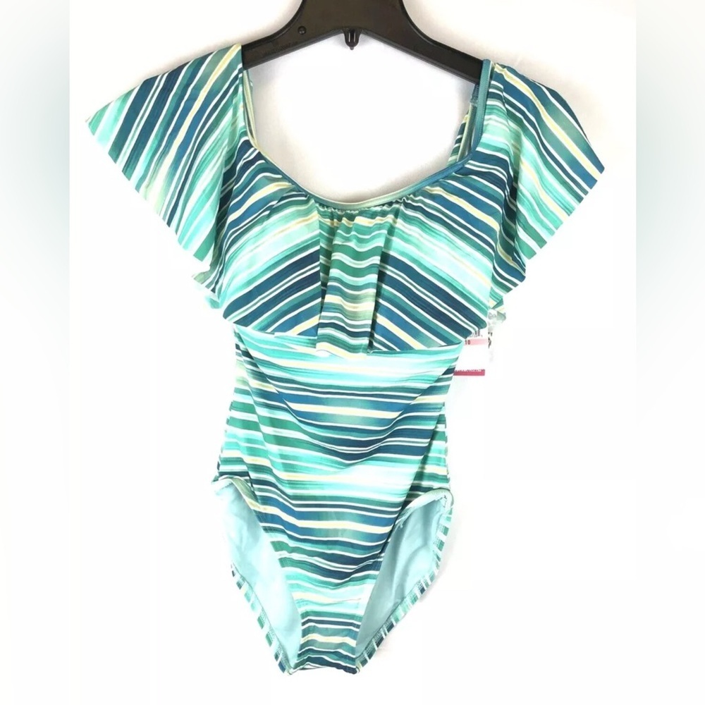 Vince Camuto Ruffle Off-The-Shoulder One-Piece Womens Size 10